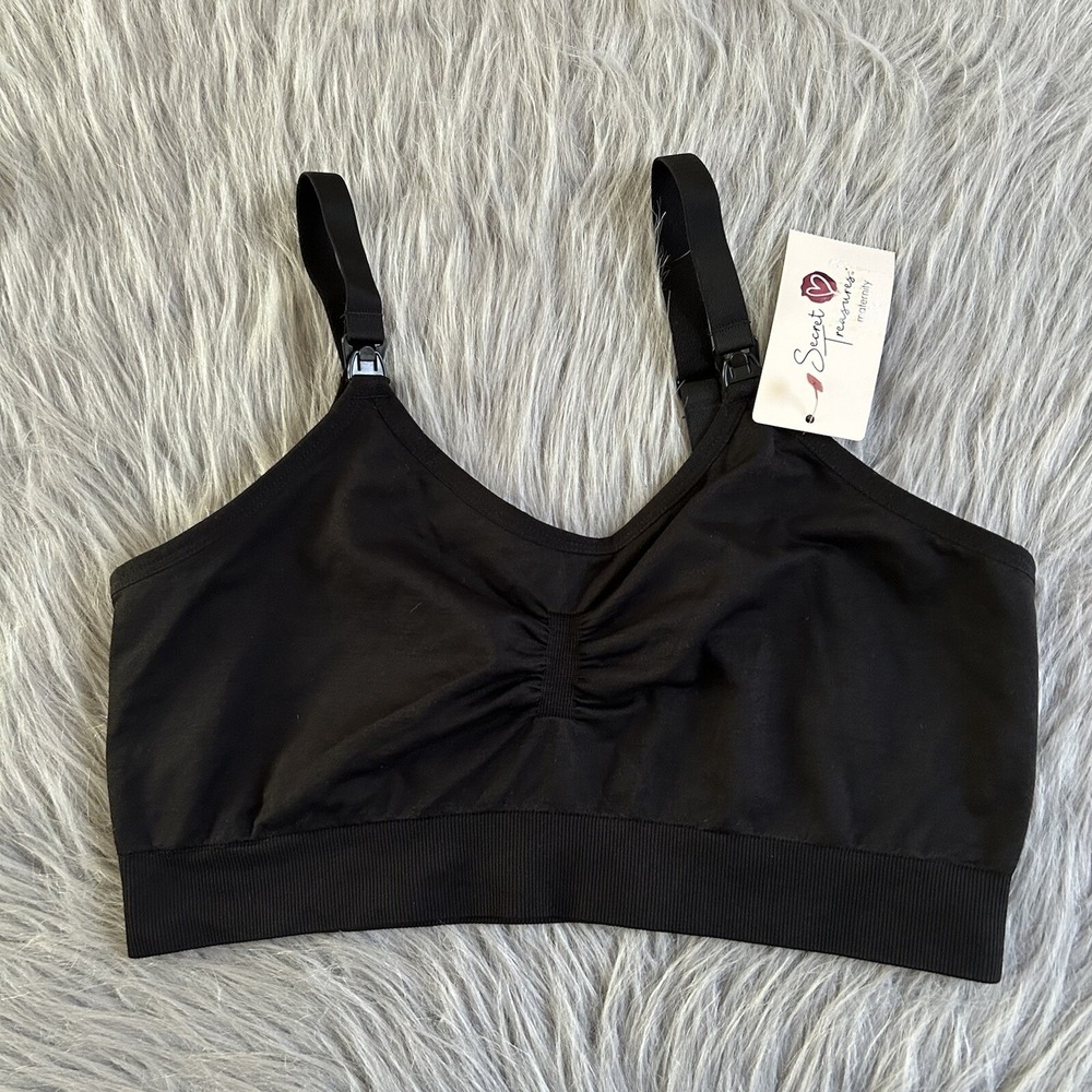 Secret Treasures Wirefree Nursing Pump Bra‎ Womens Size XL Black Wireless